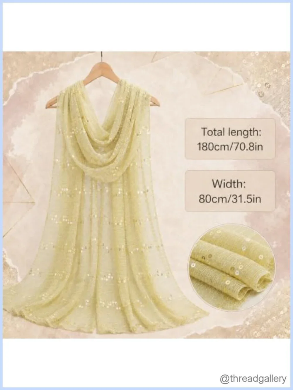 Sequin Neck Scarf for Women Lightweight Sheer Fashion Scarf